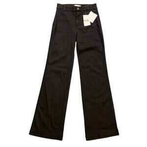 Bella Dahl Pants Womens 25 Black Lola Two Pocket Wide Leg High Rise Stretch